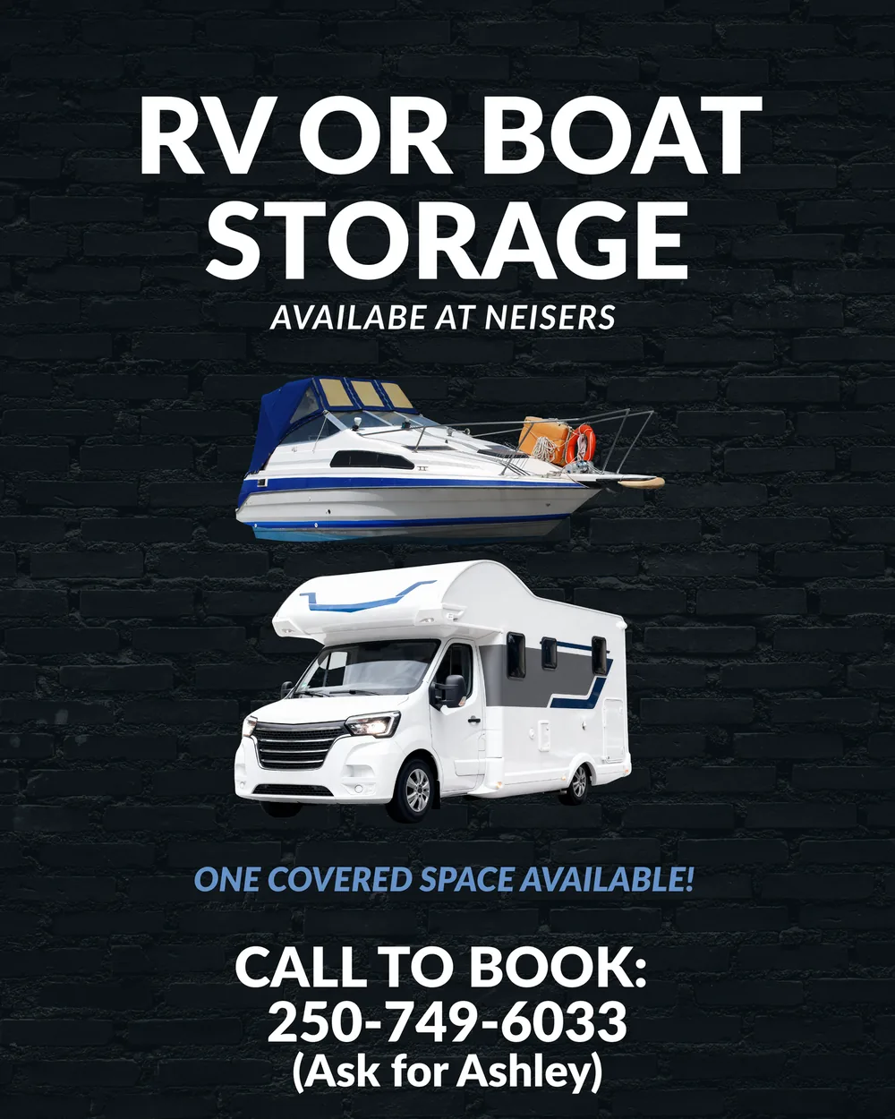 RV and boat storage available at Neiser Sales